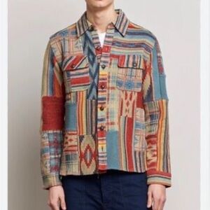 Double RL RRL by Ralph Lauren Multicolor Patchwork Workshirt Shirt Mens XS